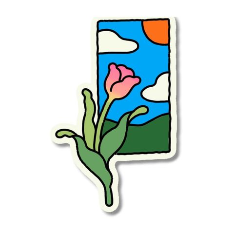 Tulip field polaroid flash tattoo design by Naive Flora Tattoo Bangkok