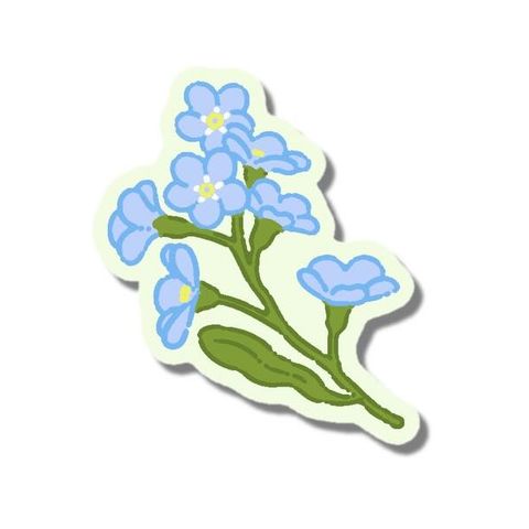 Blue forget me not flowers flash tattoo design by Naive Flora Tattoo Bangkok