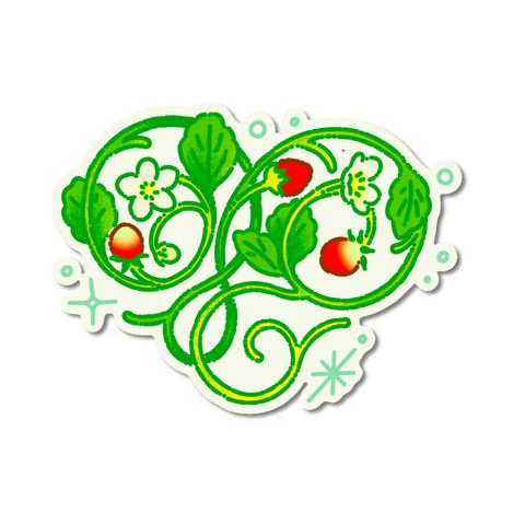 Strawberry vine heart flash tattoo design by Naive Flora Tattoo Bangkok