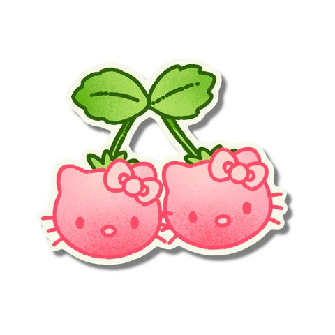 Cherry kitty flash tattoo design by Naive Flora Tattoo Bangkok