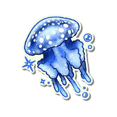 Blue jellyfish flash tattoo design by Naive Flora Tattoo Bangkok