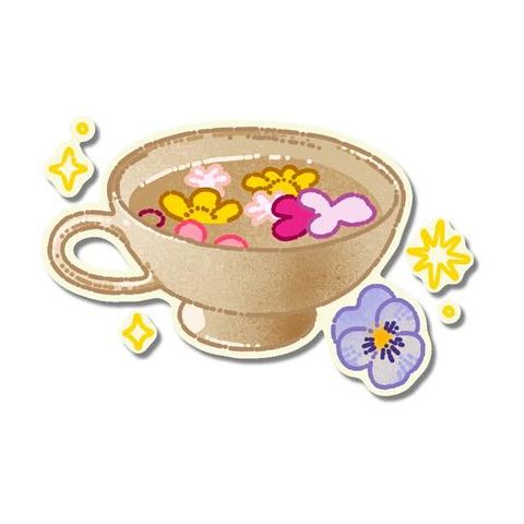 Tea cup with flowers flash tattoo design by Naive Flora Tattoo Bangkok