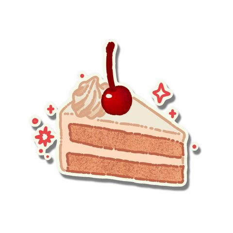 Cake slice with cherry flash tattoo design by Naive Flora Tattoo Bangkok