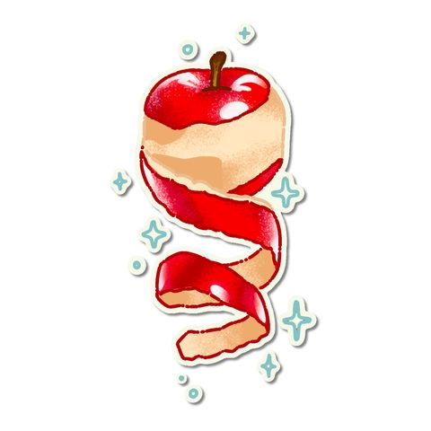 Red apple with peel flash tattoo design by Naive Flora Tattoo Bangkok