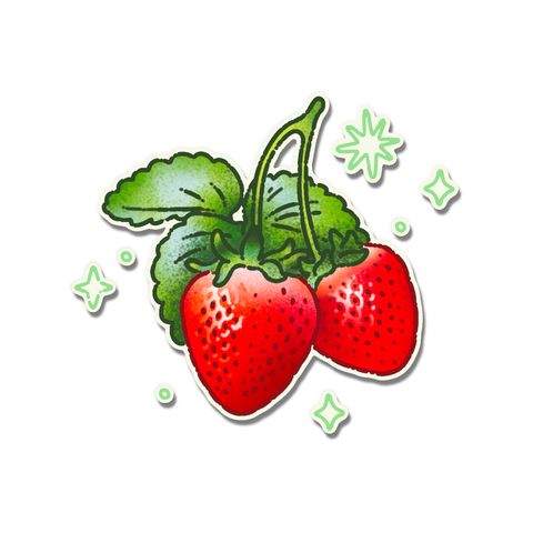 Strawberry flash tattoo design by Naive Flora Tattoo Bangkok