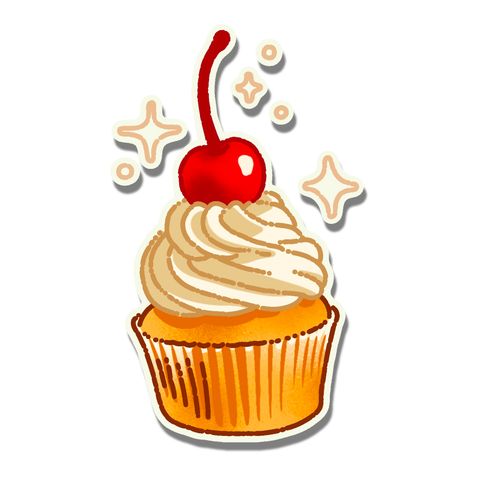 Cupcake with cherry flash tattoo design by Naive Flora Tattoo Bangkok