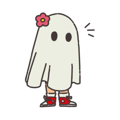 Halloween ghost with a flower flash tattoo design by Naive Flora Tattoo Bangkok