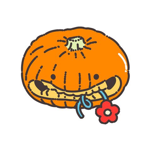 Halloween pumpkin with a flower flash tattoo design by Naive Flora Tattoo Bangkok