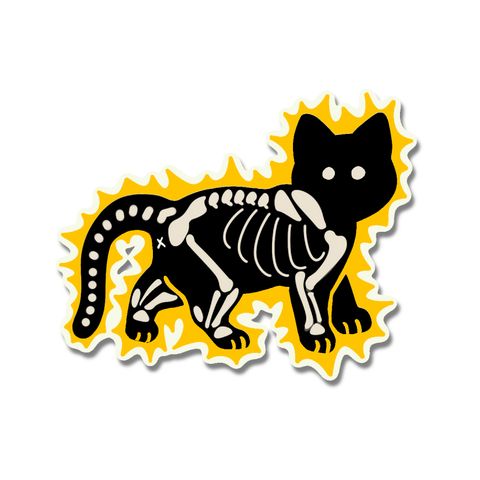 Cat skeleton x ray flash tattoo design by Naive Flora Tattoo Bangkok
