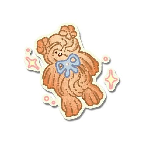 Teddy bear with a blue bow flash tattoo design by Naive Flora Tattoo Bangkok