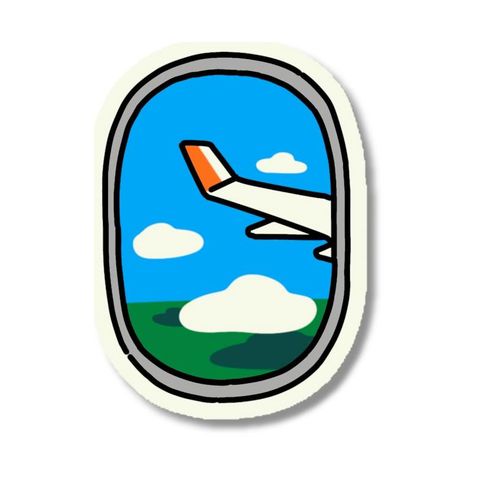 Airplane window with clouds flash tattoo design by Naive Flora Tattoo Bangkok