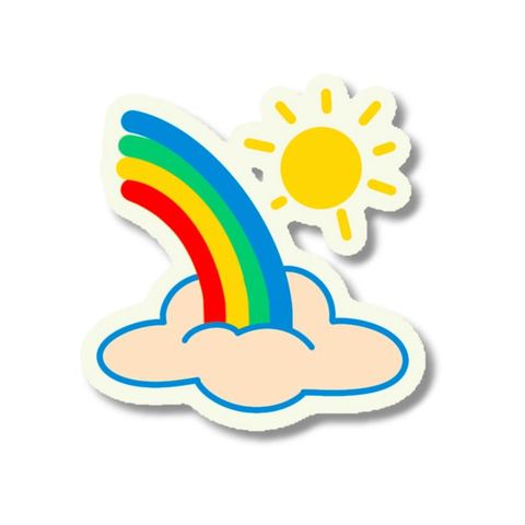 Rainbow with sun and clouds flash tattoo design by Naive Flora Tattoo Bangkok