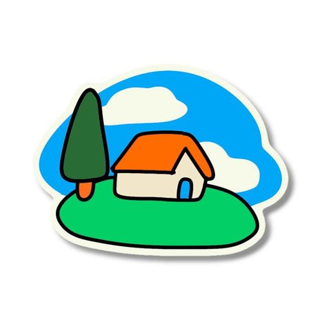 Little house landscape flash tattoo design by Naive Flora Tattoo Bangkok