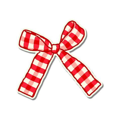 Red gingham bow flash tattoo design by Naive Flora Tattoo Bangkok