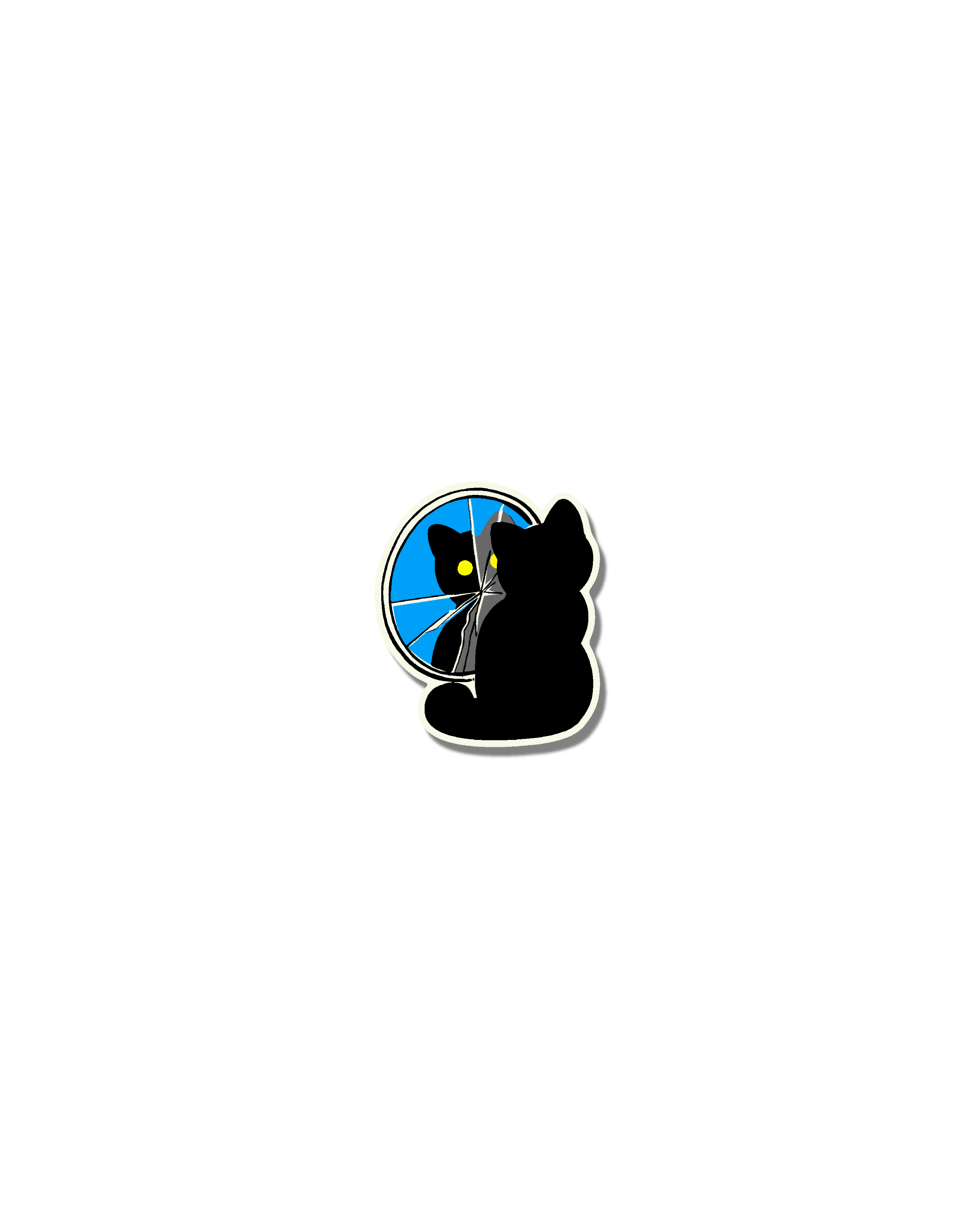 Black cat on blue naive flash tattoo design