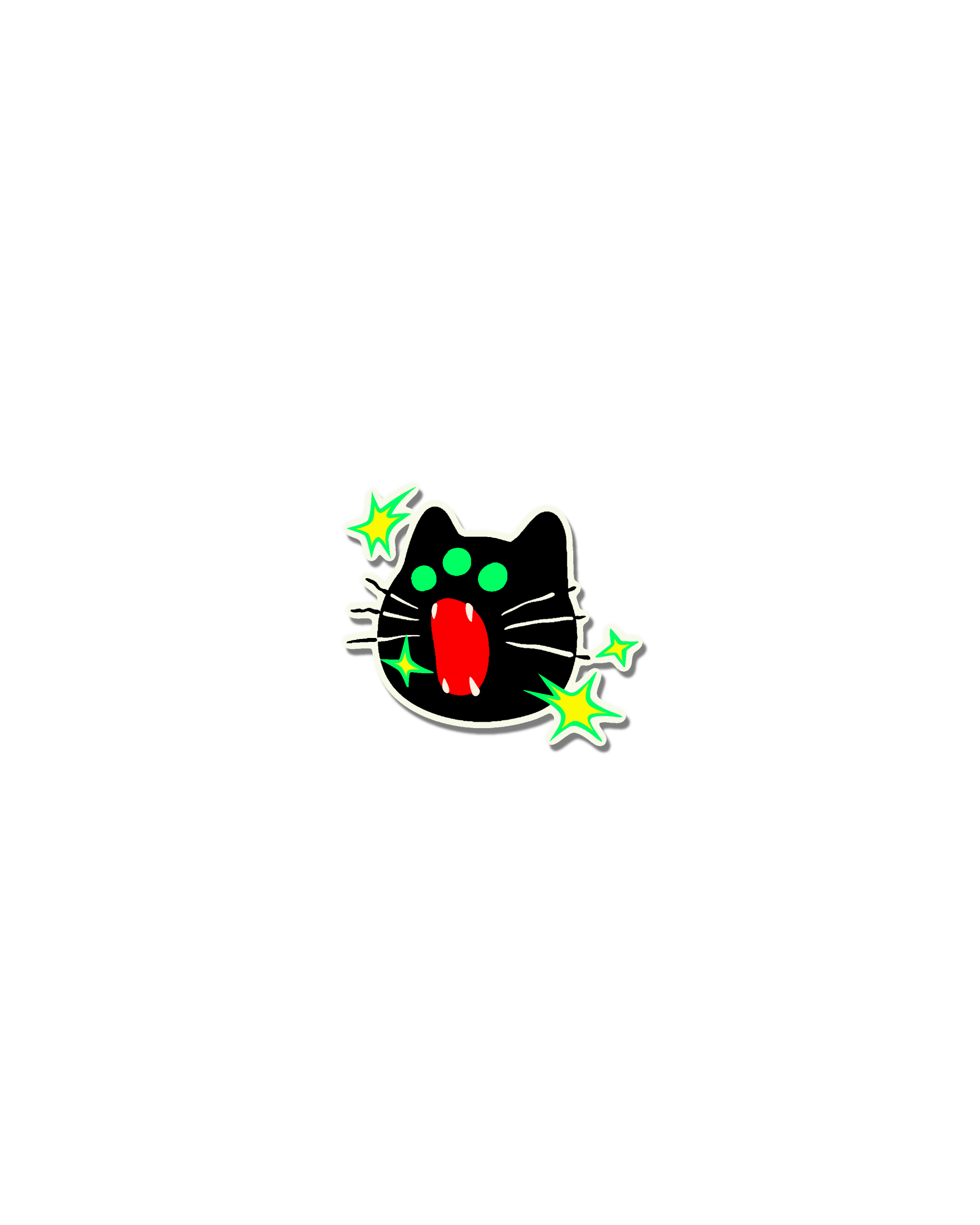 Black cat face naive flash tattoo design