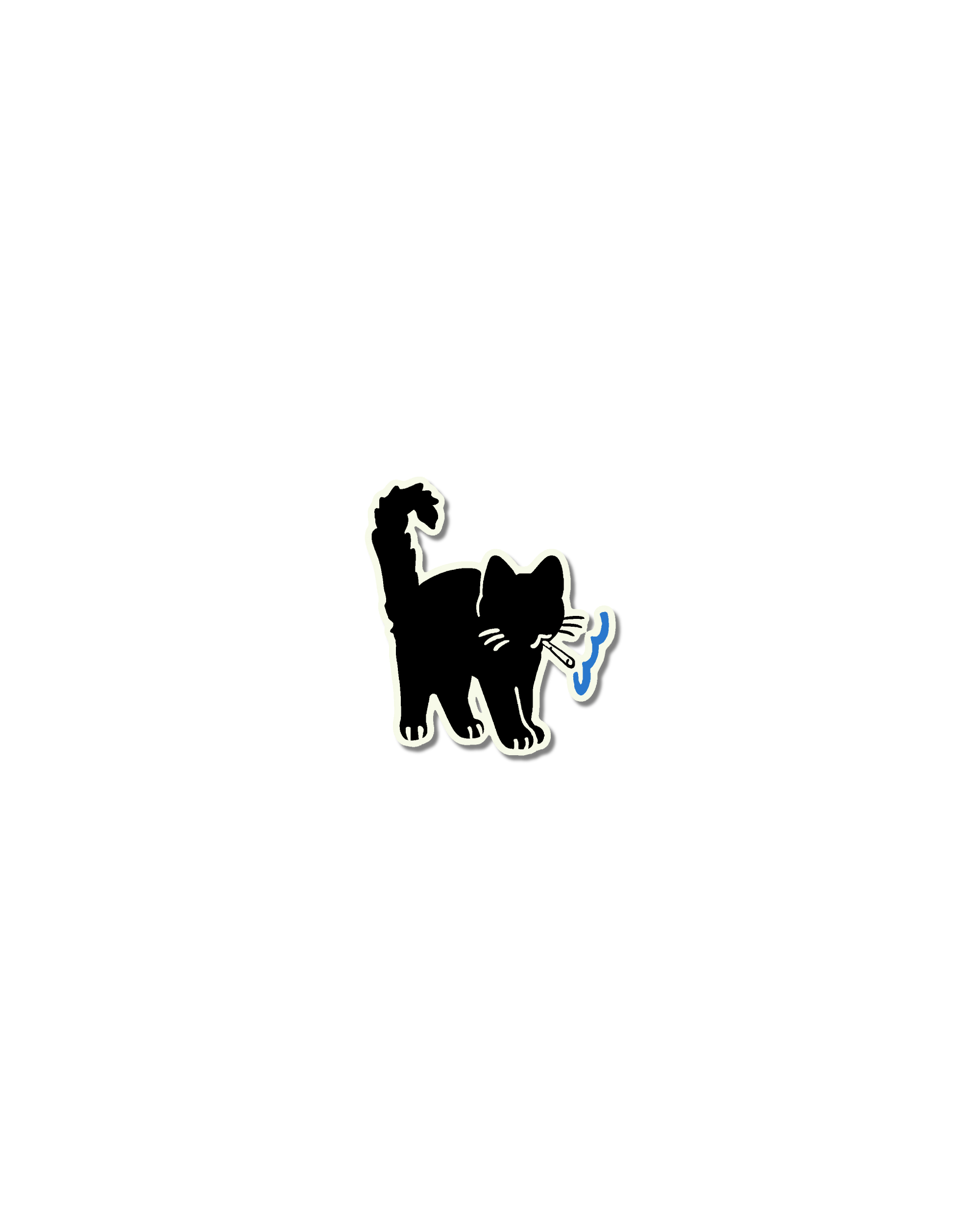 Black cat naive flash tattoo design