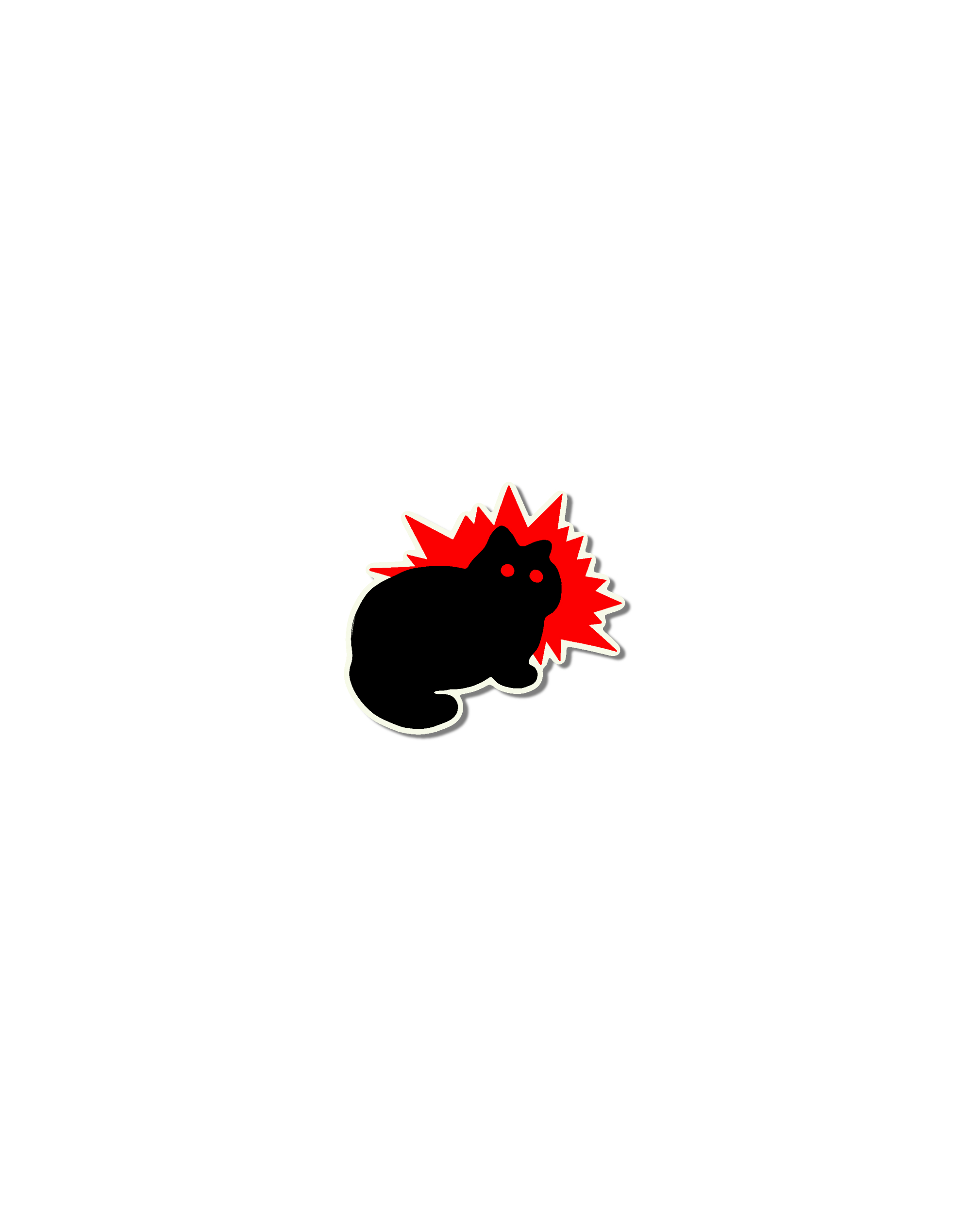Black cat with red naive flash tattoo design