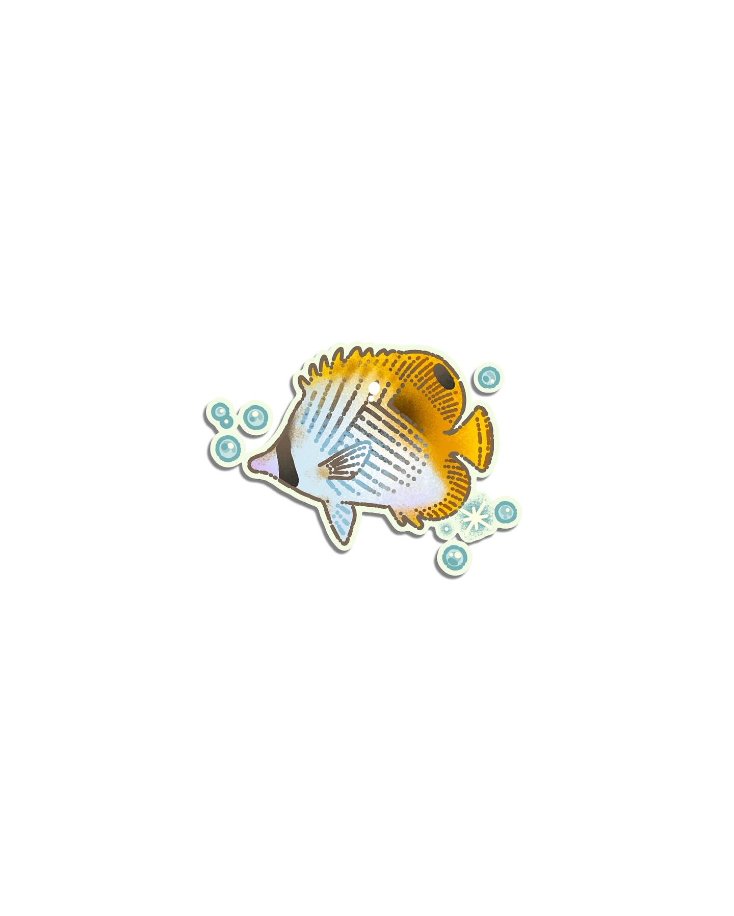 Yellow butterflyfish naive flash tattoo design
