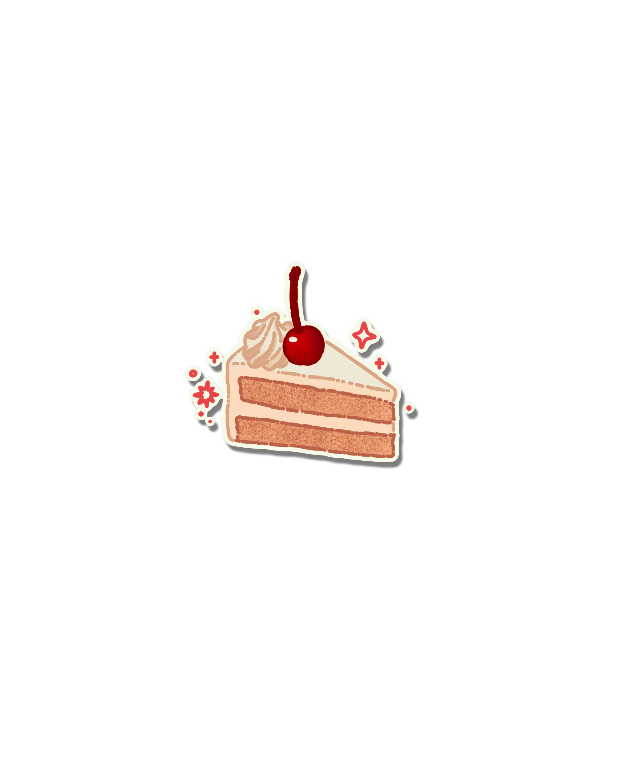 Cake slice with cherry naive flash tattoo design