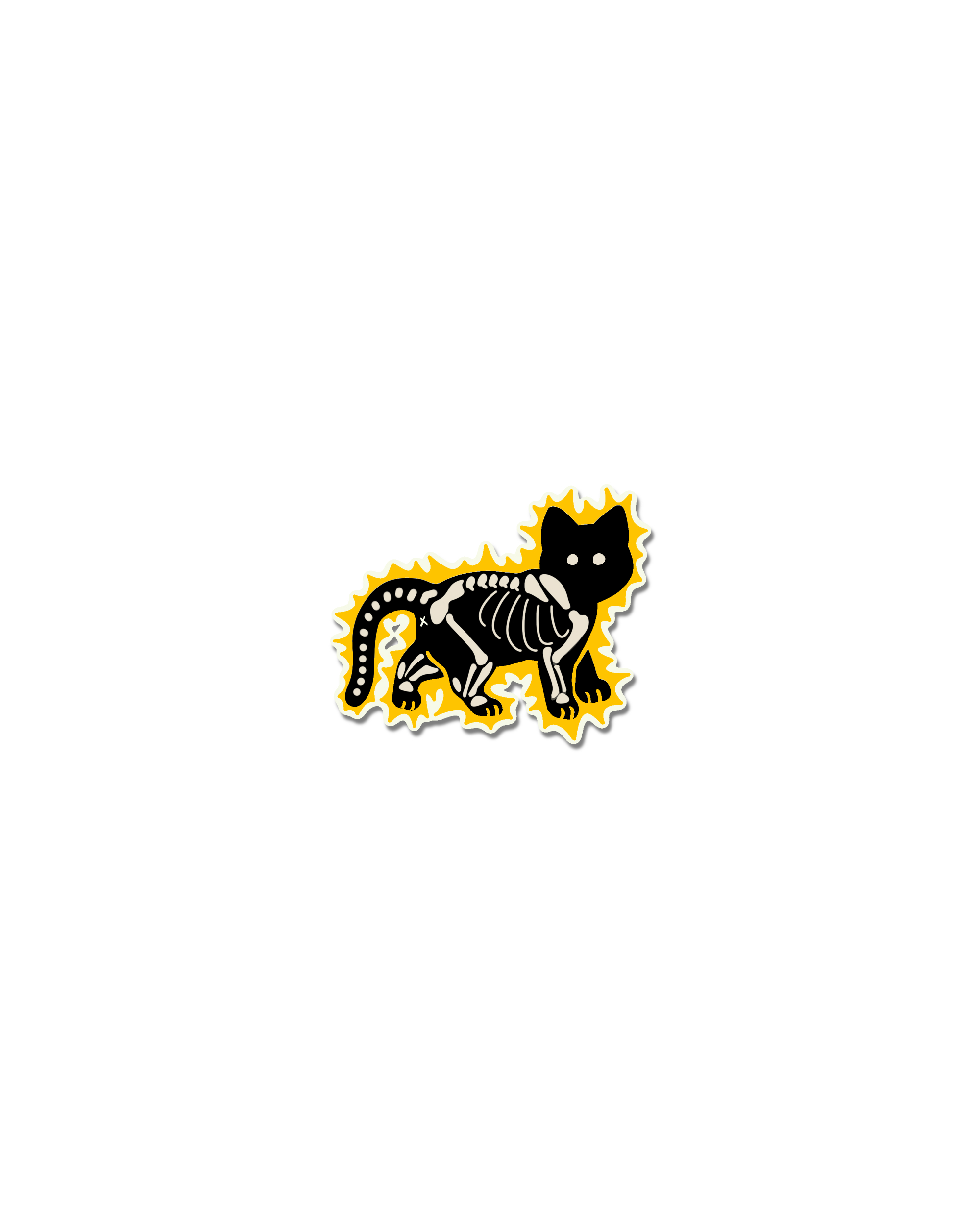 Cat skeleton x ray naive flash tattoo design