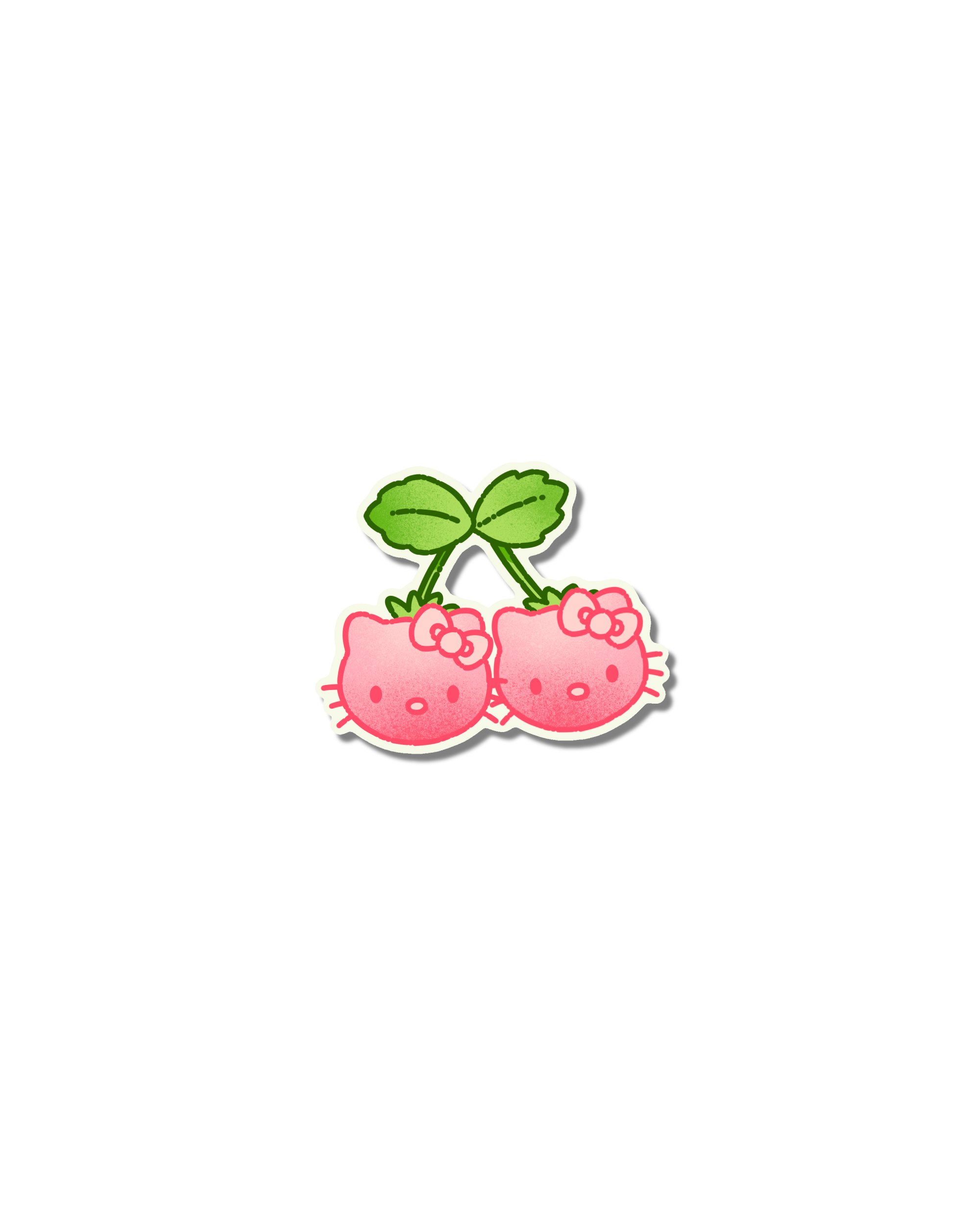 Cherry kitty naive flash tattoo design