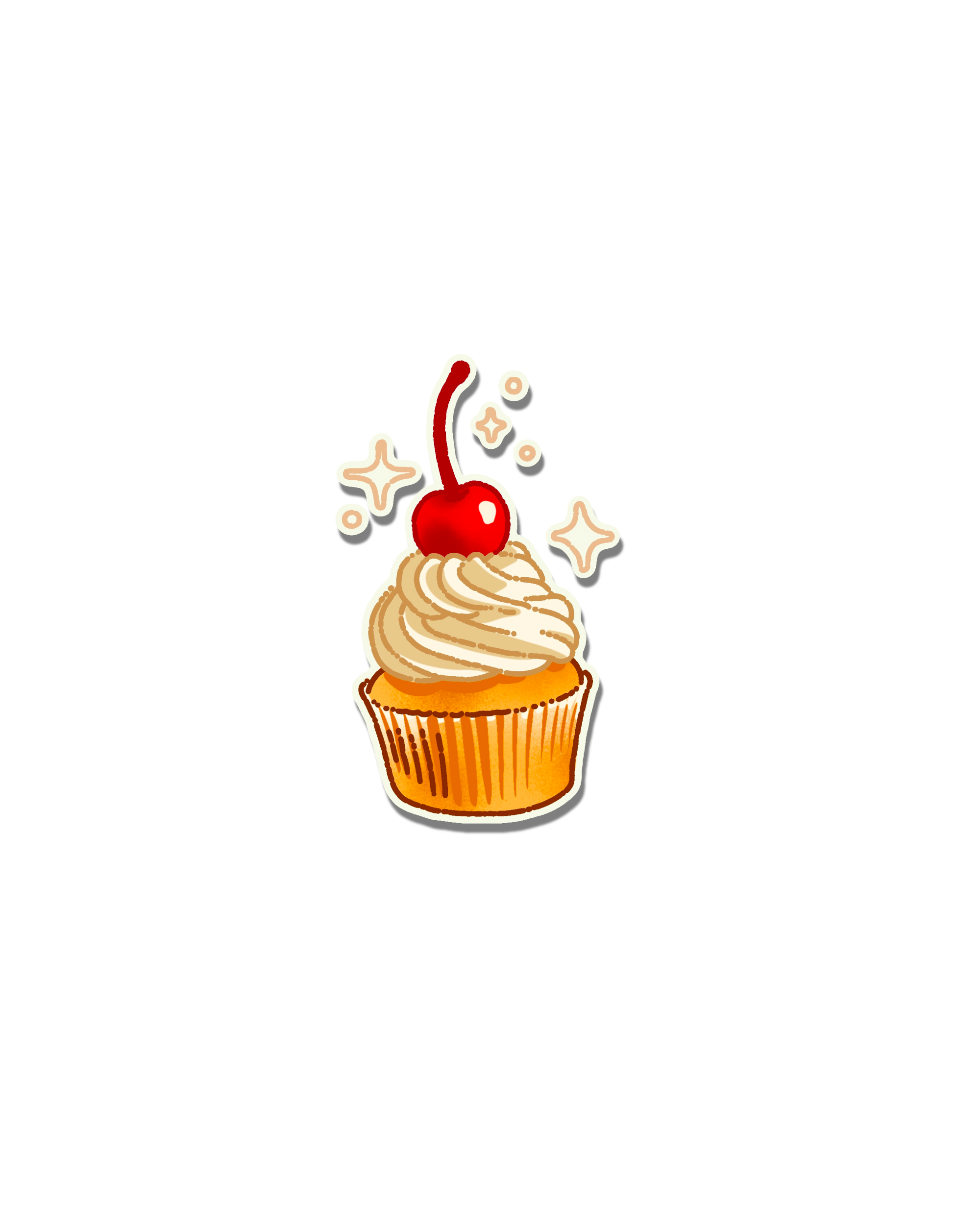 Cupcake with cherry naive flash tattoo design