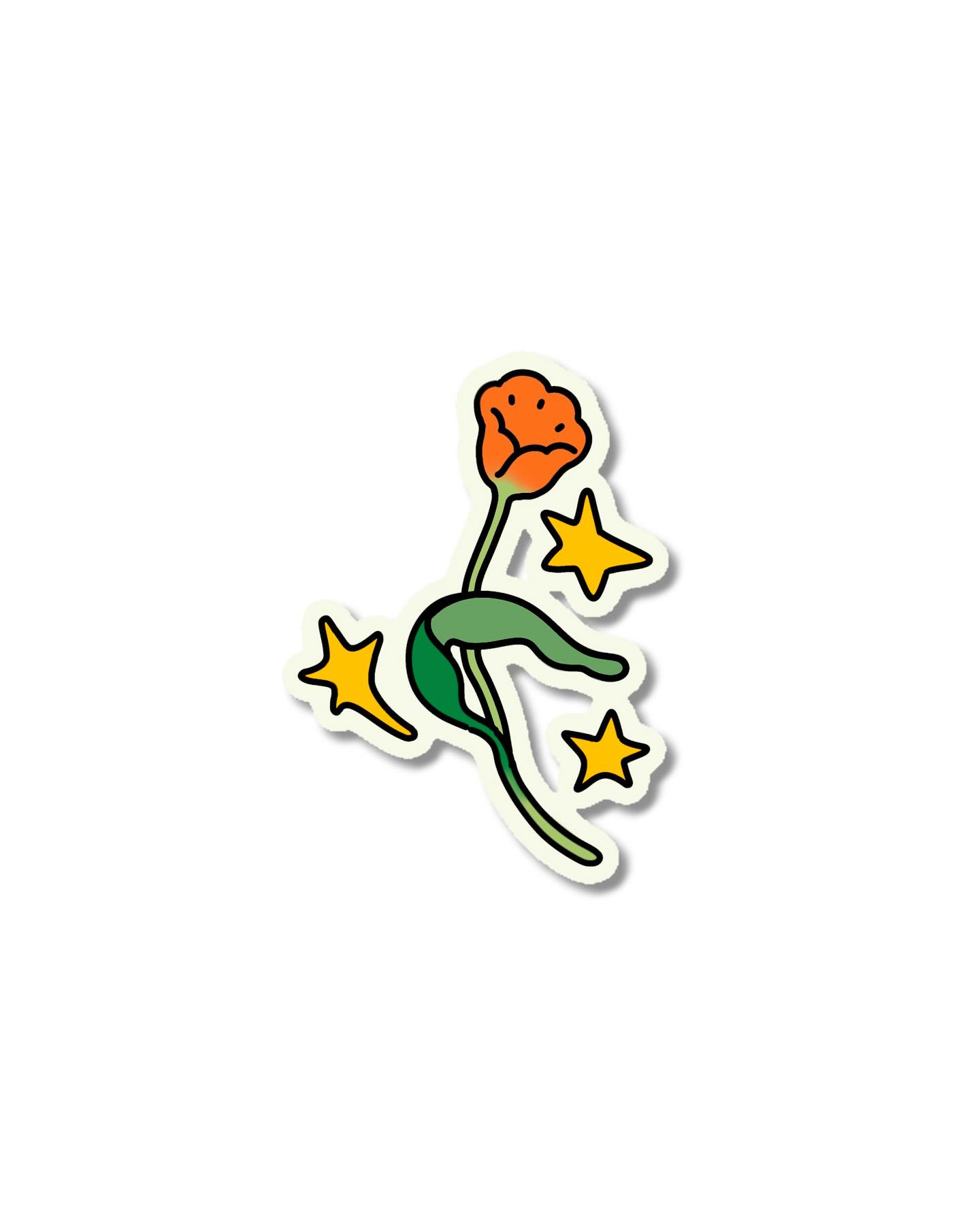 Flower with stars naive flash tattoo design