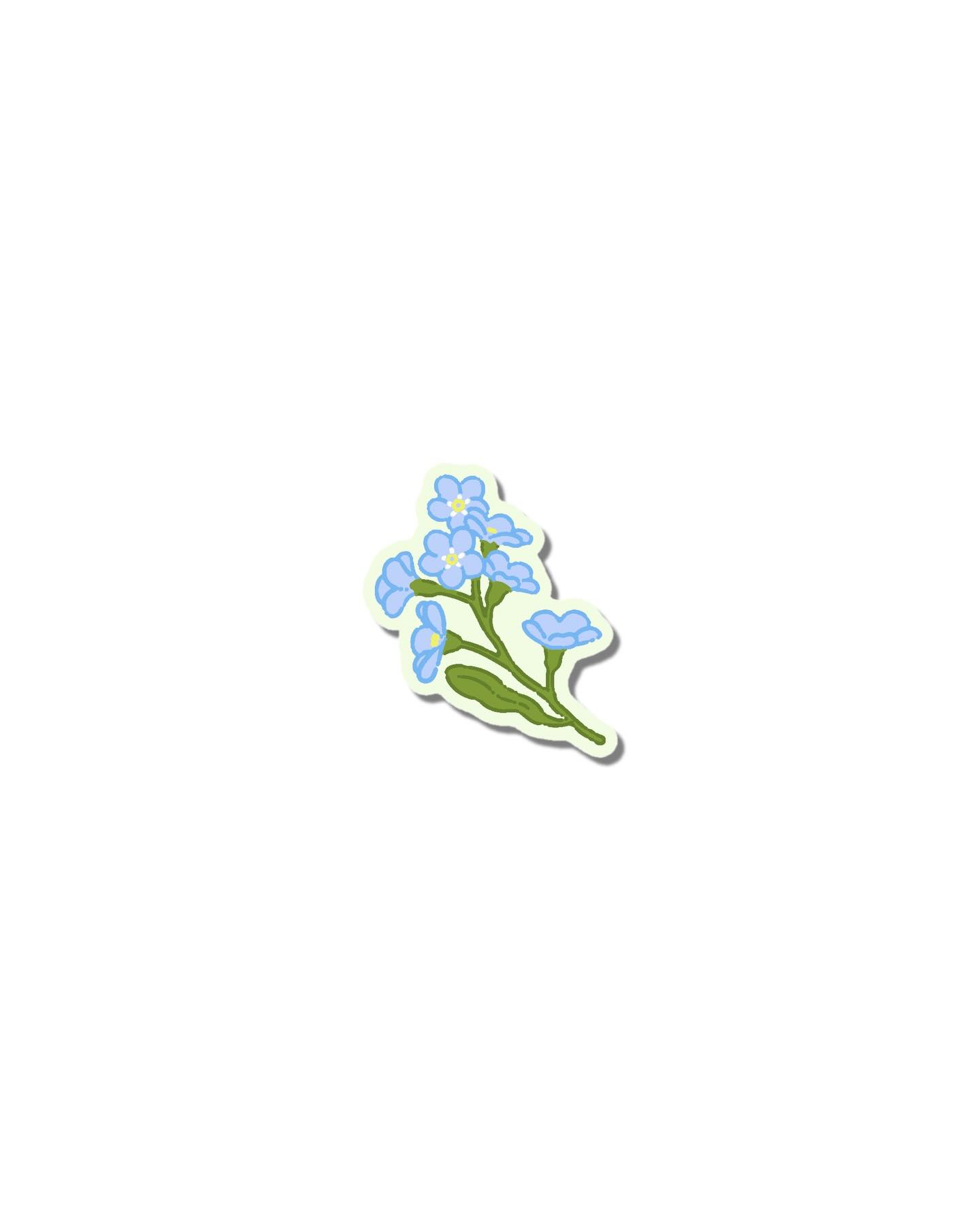 Blue forget me not flowers naive flash tattoo design