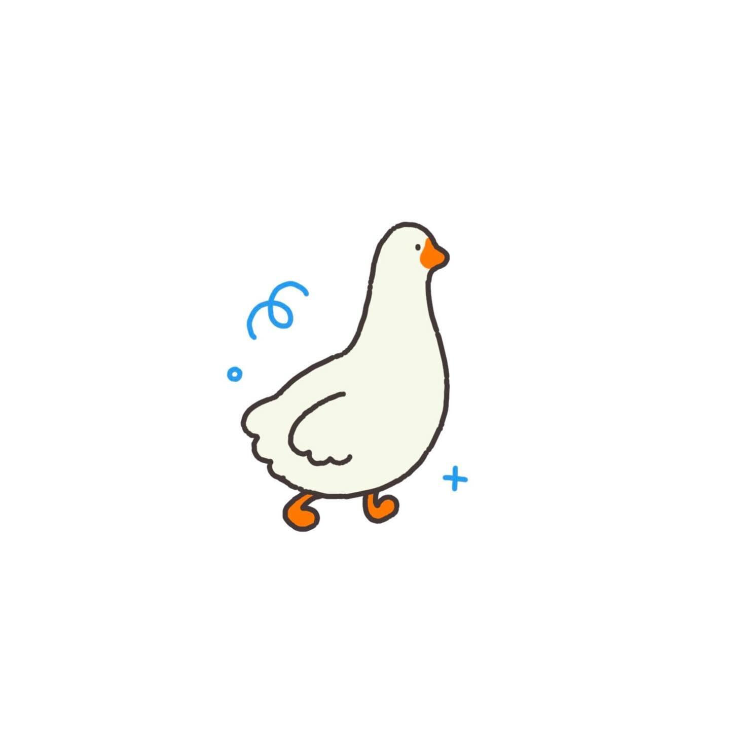 Cute goose doodle naive style flash tattoo design