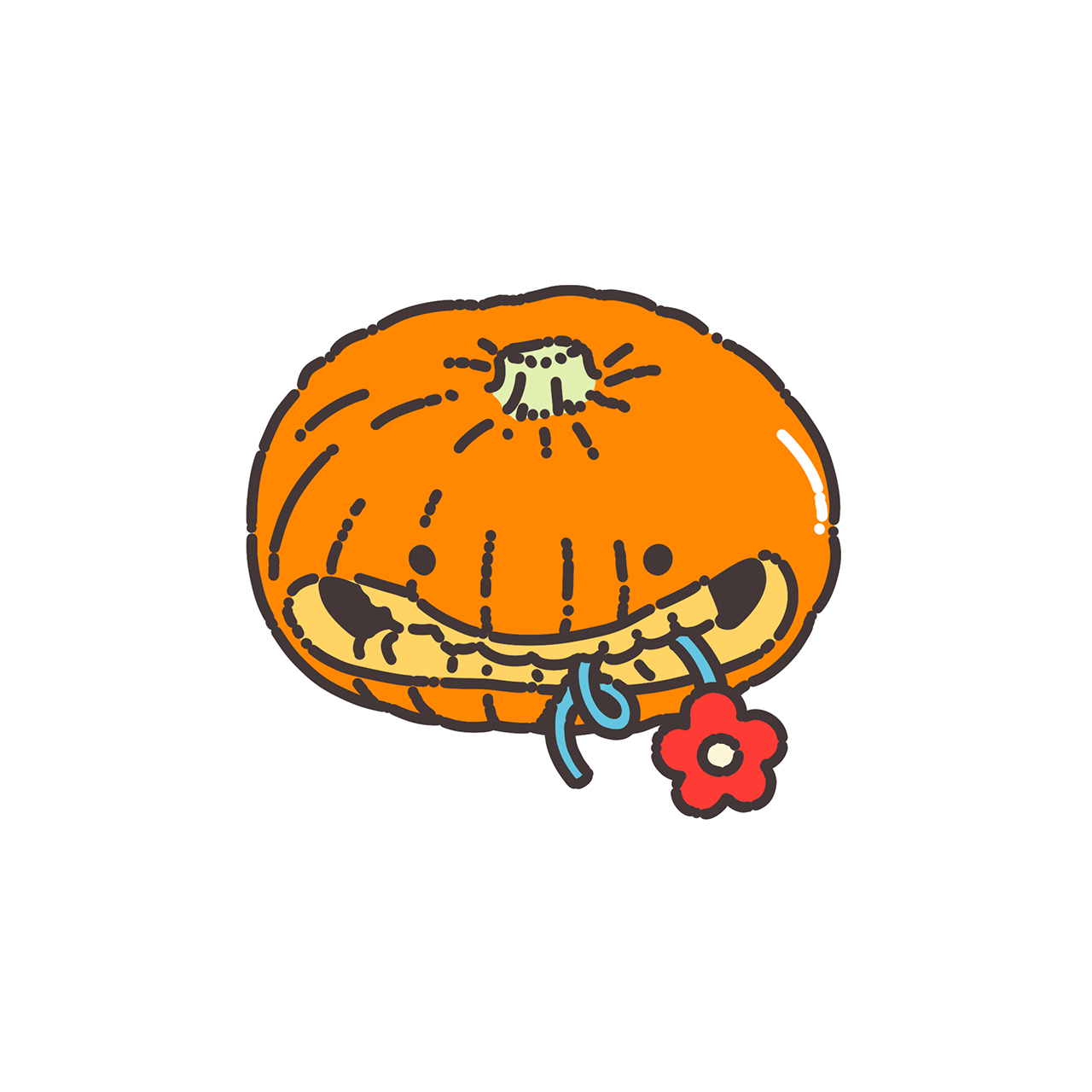 Halloween pumpkin with a flower naive flash tattoo design