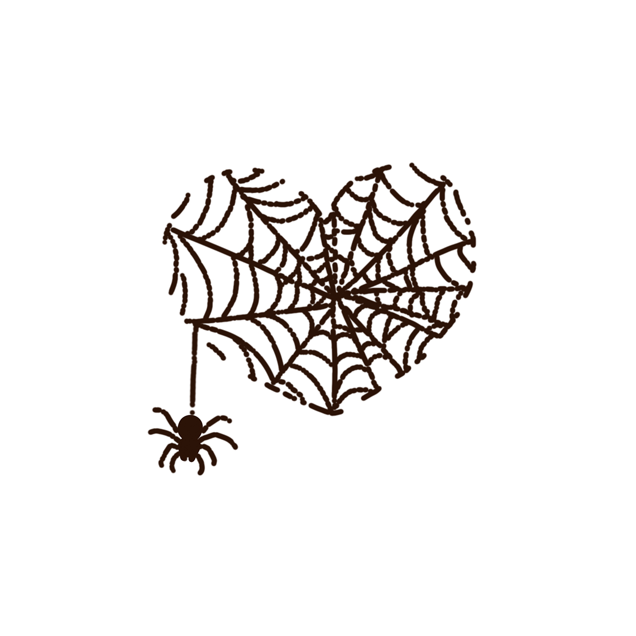 Spider web heart naive flash tattoo design