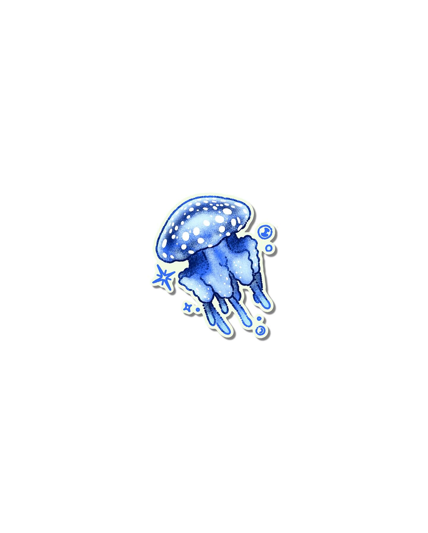 Blue jellyfish naive flash tattoo design