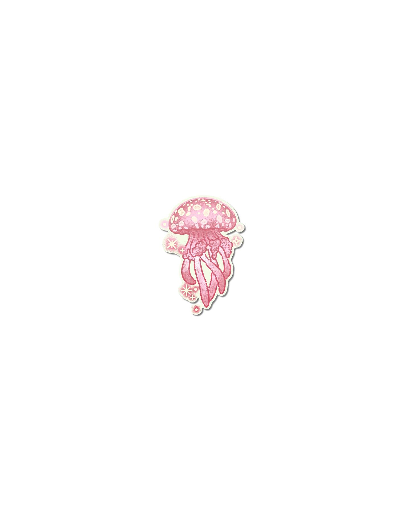 Pink jellyfish naive flash tattoo design