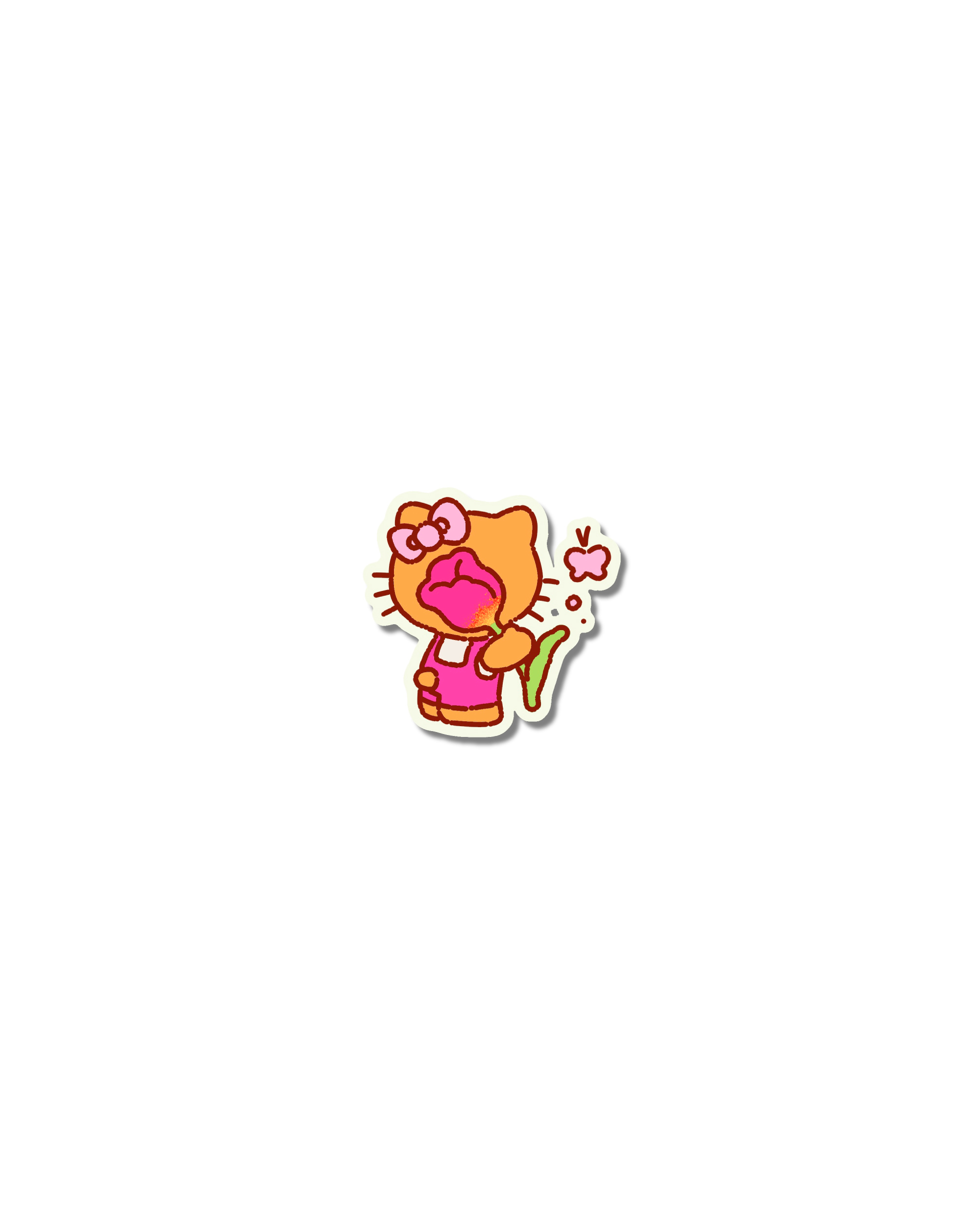 Pink kitty naive flash tattoo design