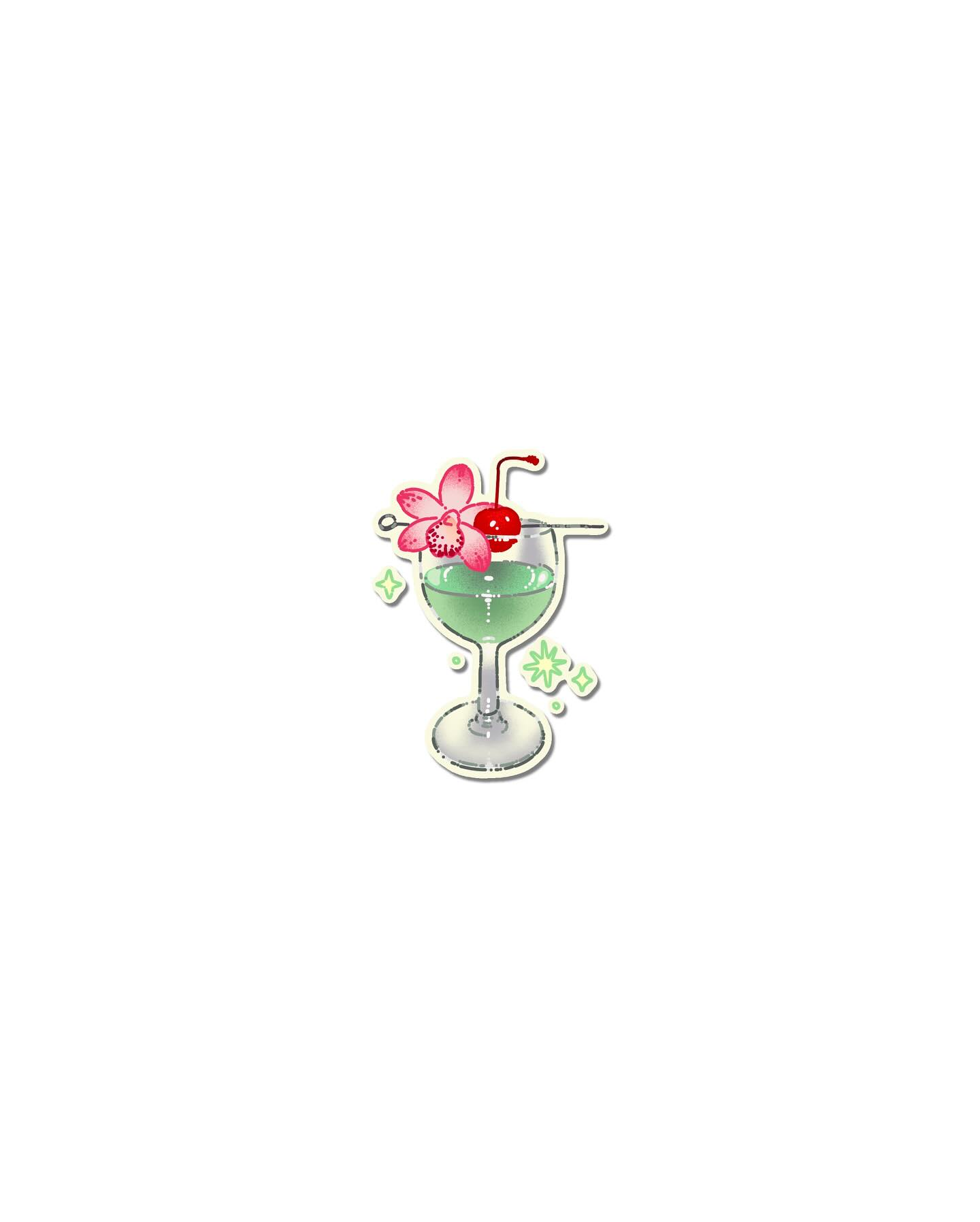 Matcha parfait dessert naive flash tattoo design