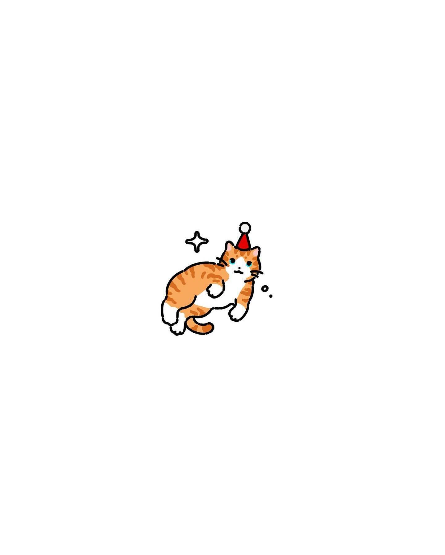 Orange cat naive flash tattoo design