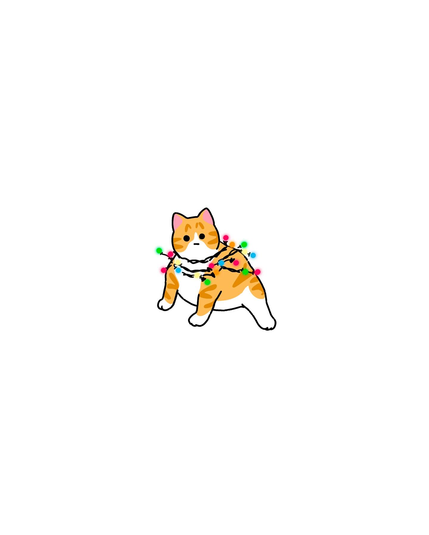 Orange cat with a scarf naive flash tattoo design