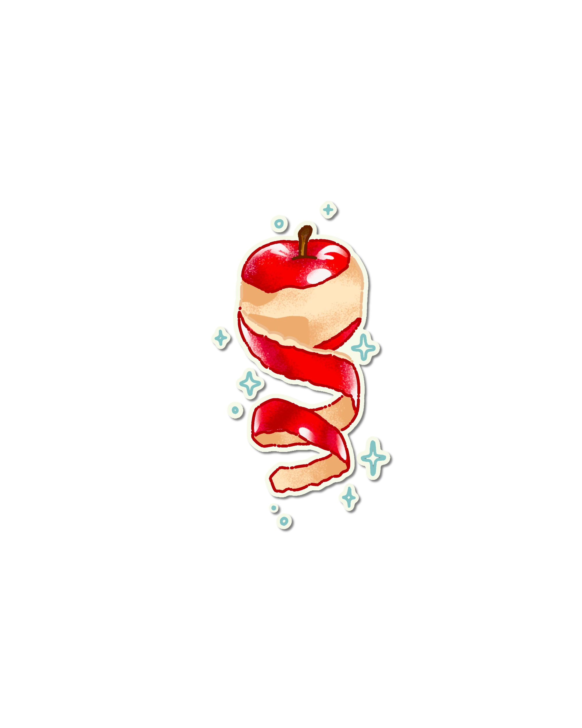 Red apple with peel naive flash tattoo design