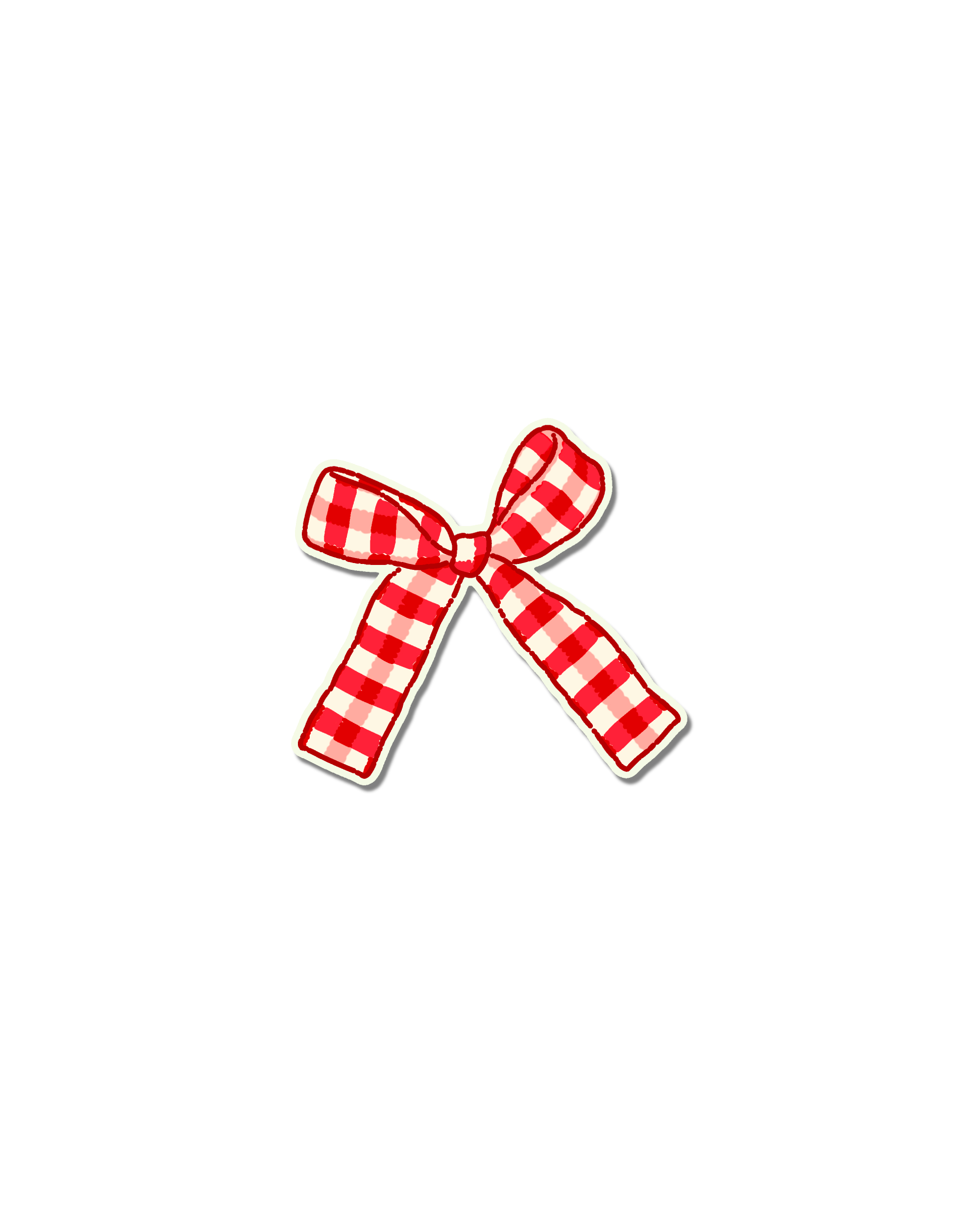 Red gingham bow naive flash tattoo design