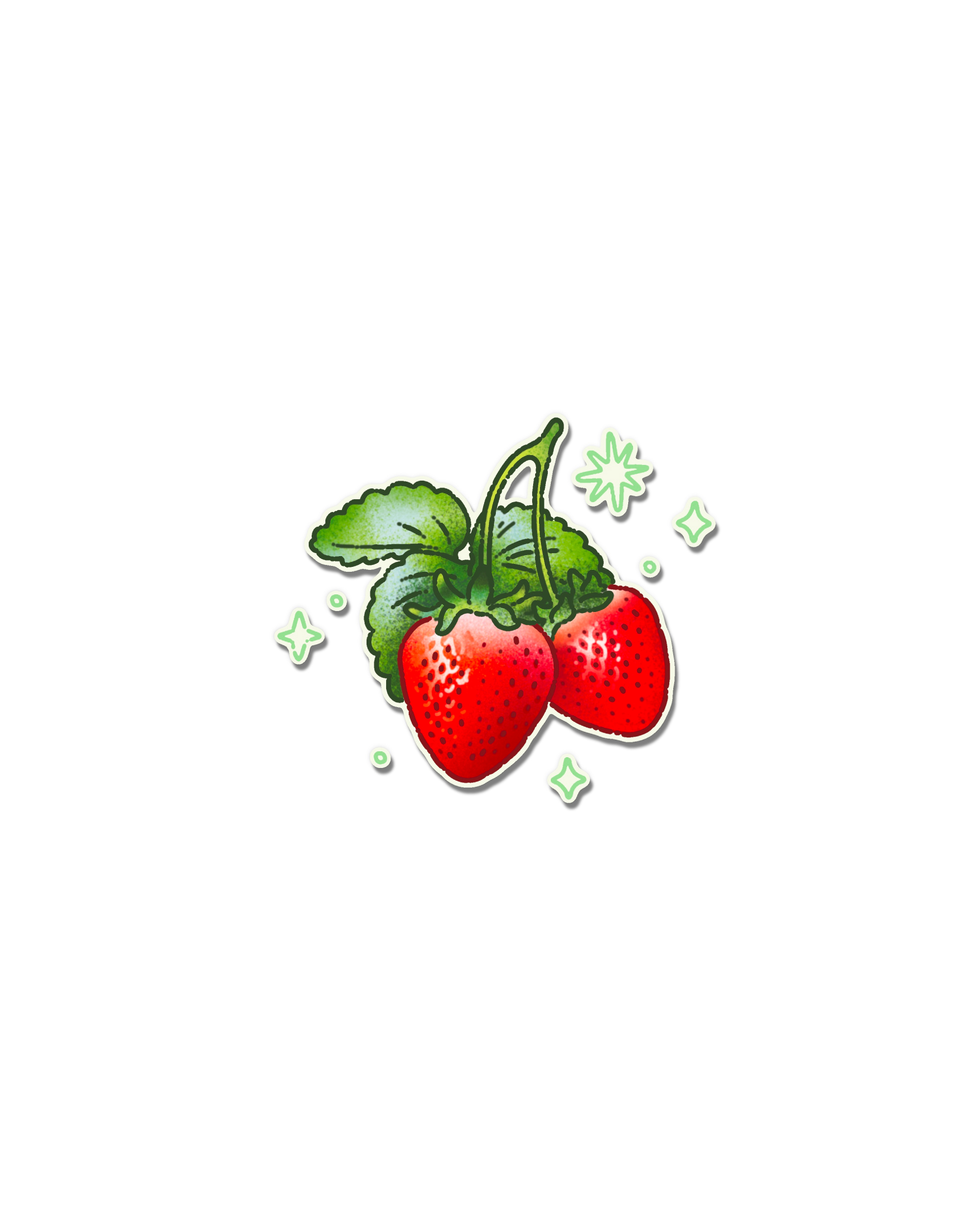 Strawberry naive flash tattoo design