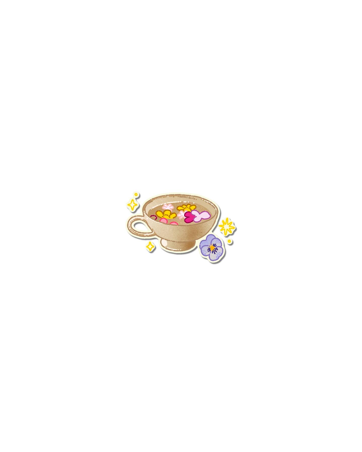 Tea cup with flowers naive flash tattoo design