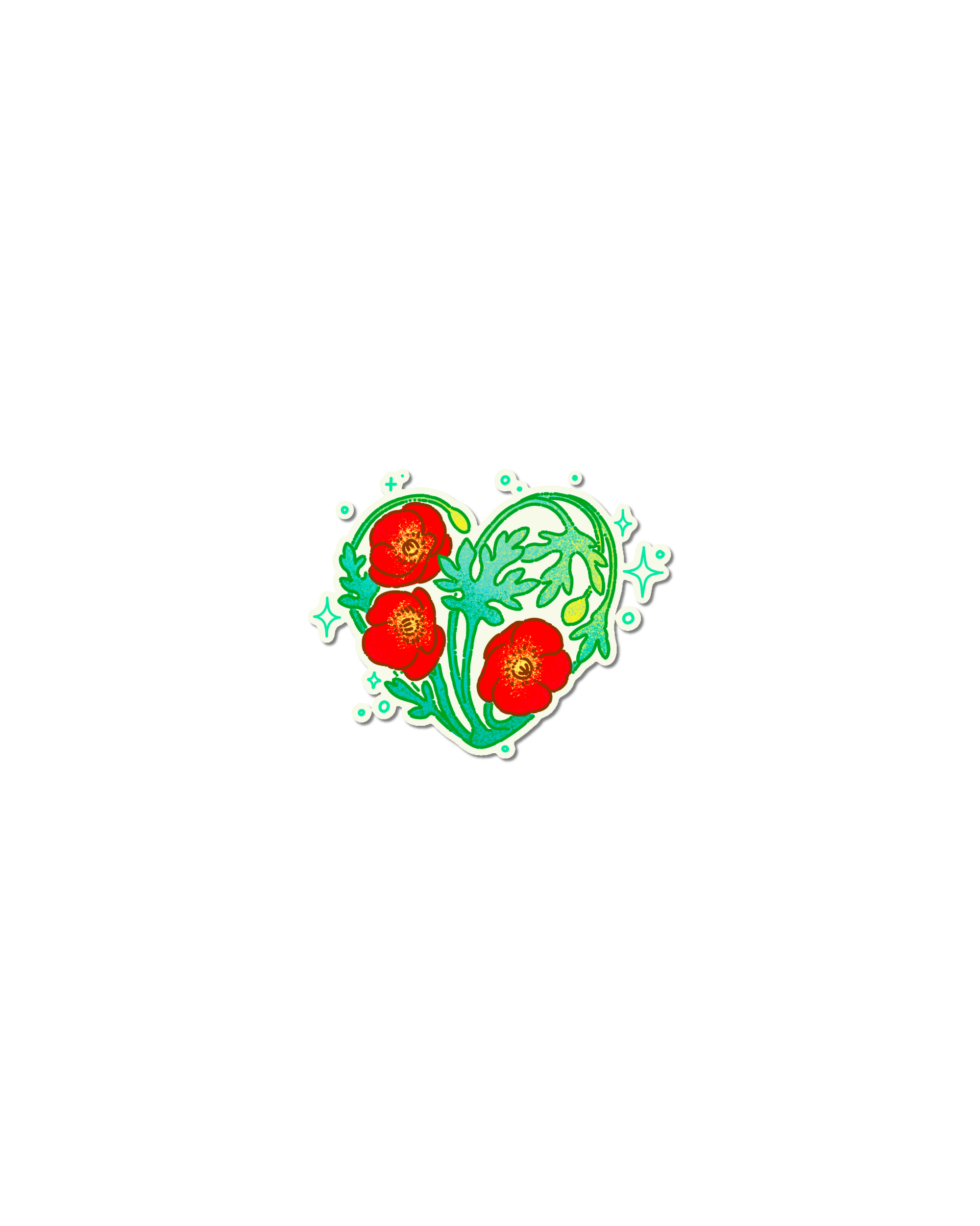 Vine heart with red berries naive flash tattoo design