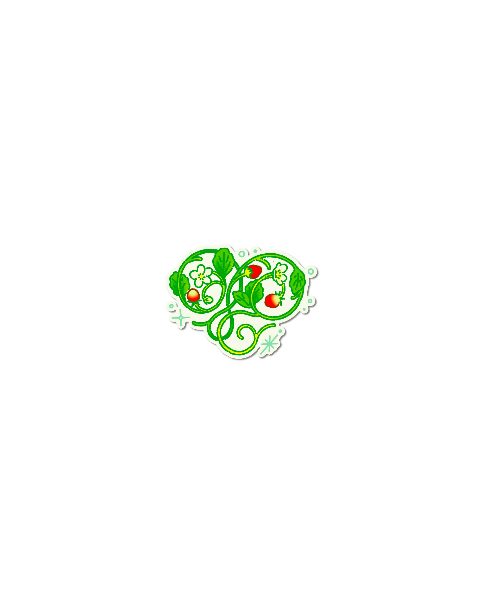 Green vine with red berries naive flash tattoo design
