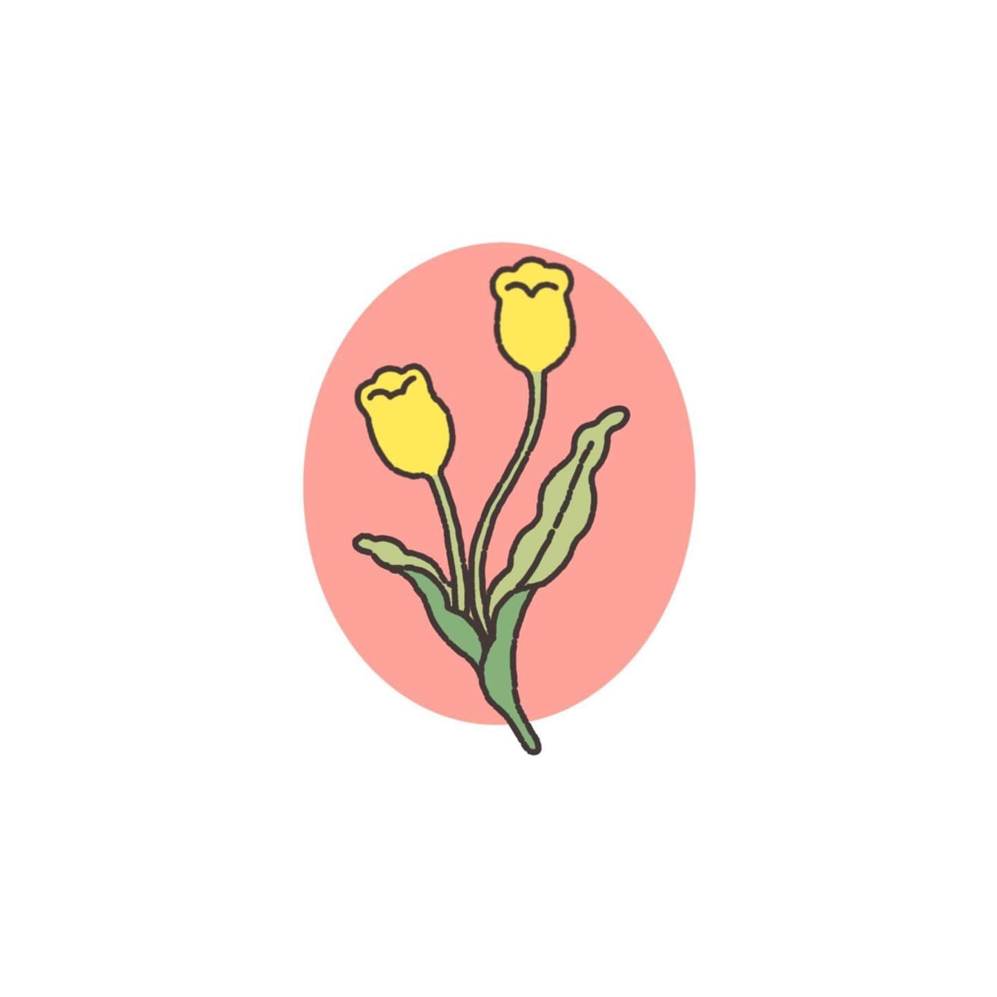 Yellow tulip flowers naive style flash tattoo design