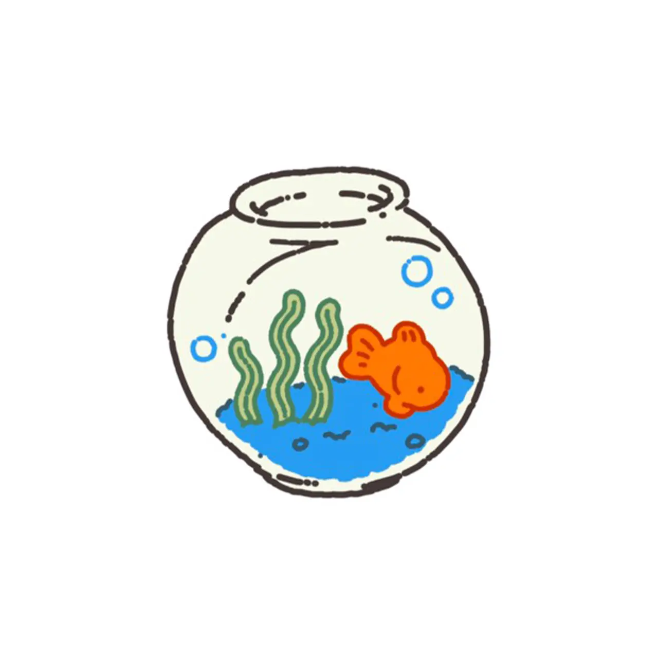 Goldfish bowl naive tattoo design